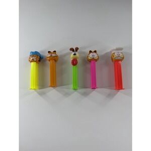 Vintage Garfield Odie PEZ Dispenser Lot 5 Sleepy Chef Pink Stem